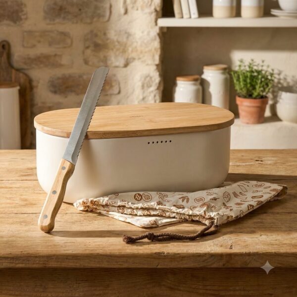 Store & Serve 4-in-1 Bread Box With Bamboo Cutting Board (1)