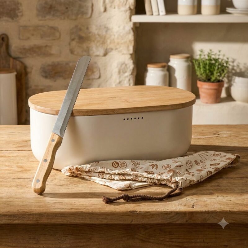 Store & Serve 4-in-1 Bread Box With Bamboo Cutting Board (1)