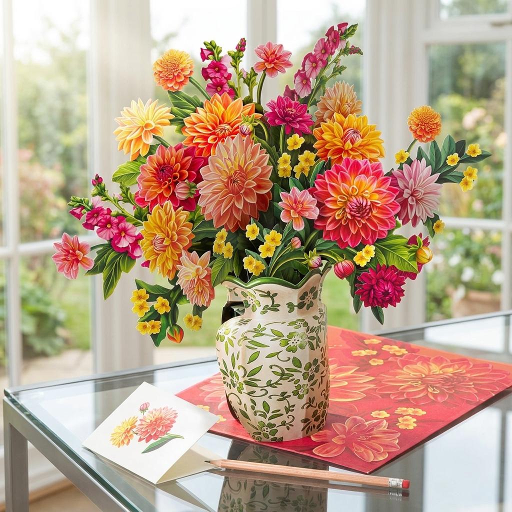 Stunning Blooming Dahlia Pop Up Greeting Card Stunning Blooming Dahlia Pop Up Greeting Card