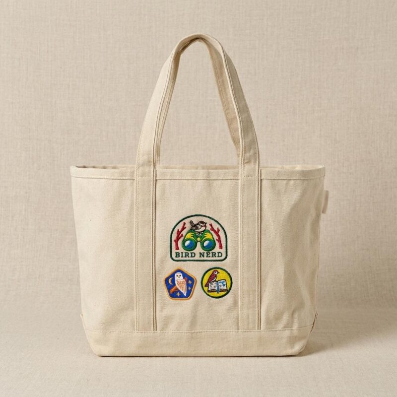 Vintage Bird Nerd Embroidered Badge Tote
