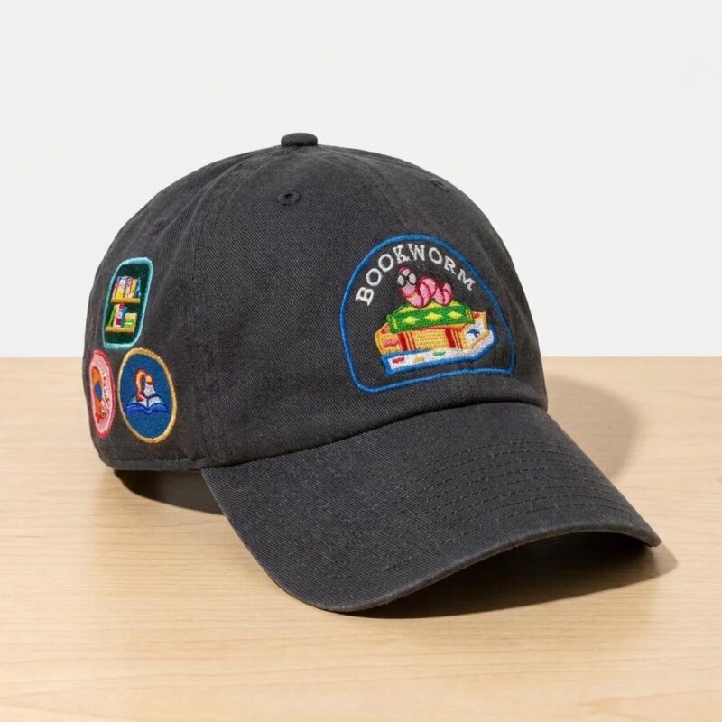 Vintage Navy Bookworm Embroidered Badge Hat