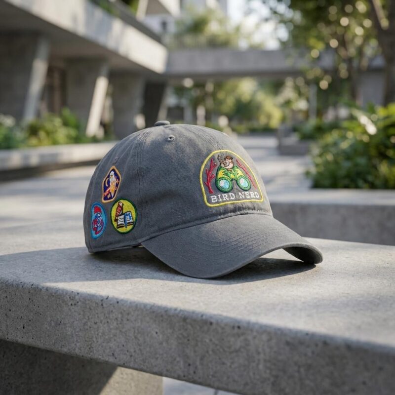 Vintage-style Bird Nerd Embroidered Badge Hat